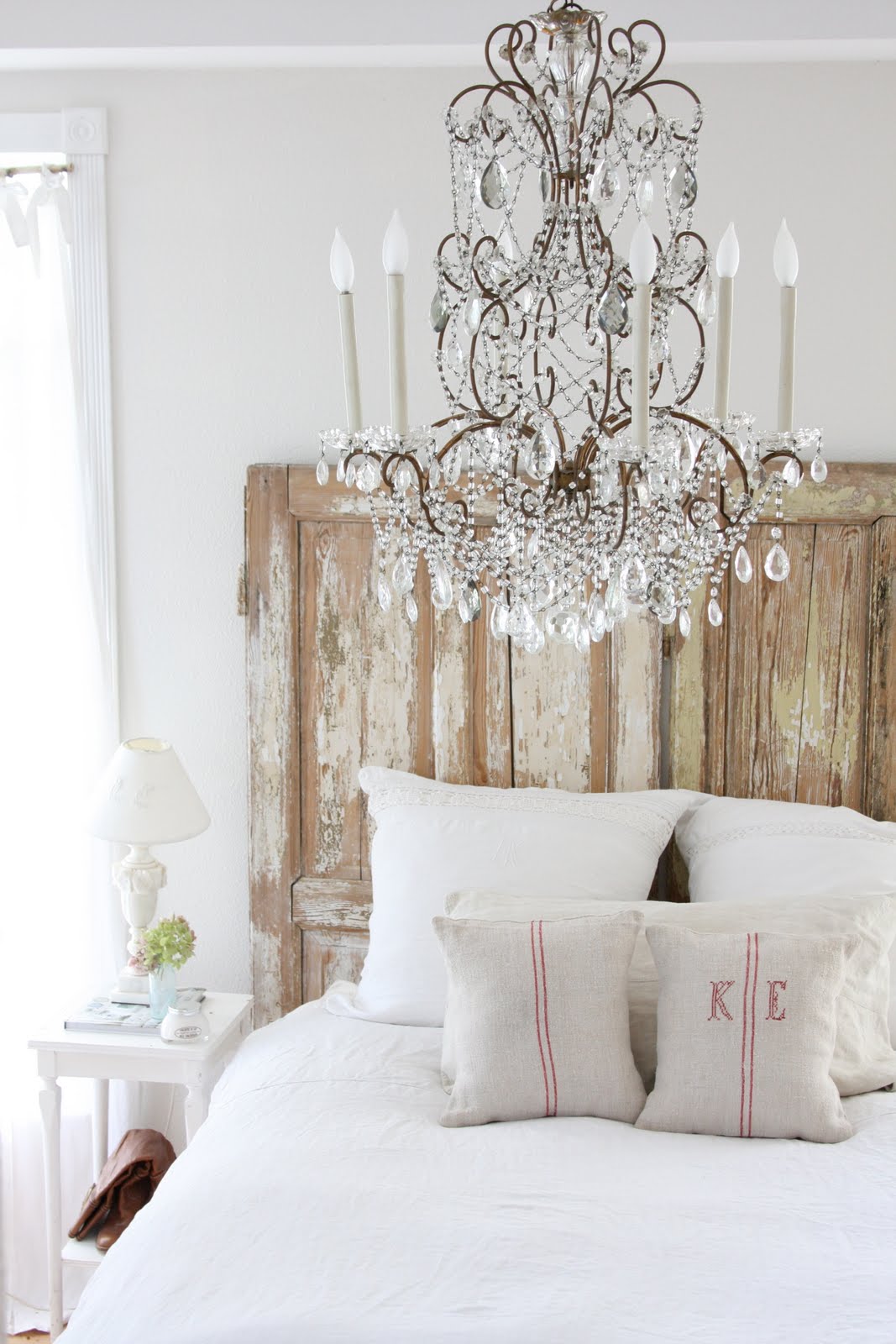 Chandelier over the bed