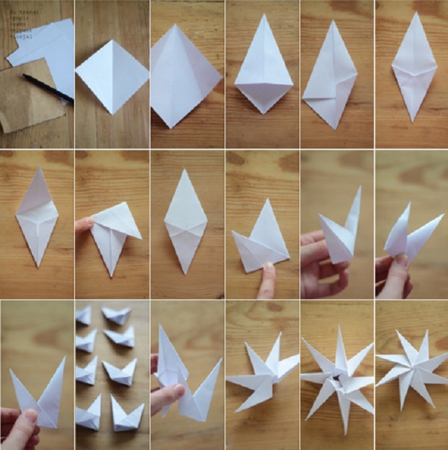 Схема снежинки в стиле оригами